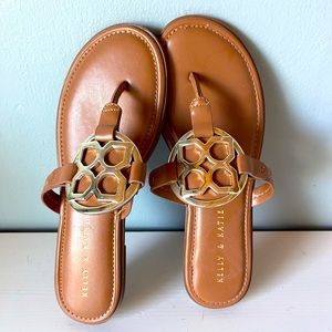 Women’s Tan Sandals with Gold Face